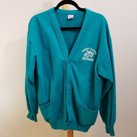 Vintage button up sweatshirt with camp ground logo - Picture 1 of 4